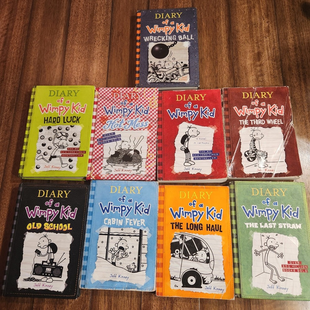 Diary of a Wimpy Kid Book Lot of 9 Jeff Kinney‎ Hardcover and Paperback Series